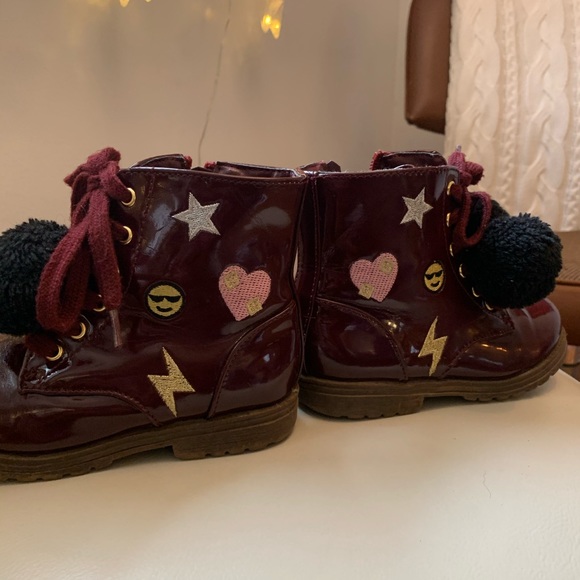 Rampage Girls fun patent burgundy/wine combat boot - Picture 4 of 8